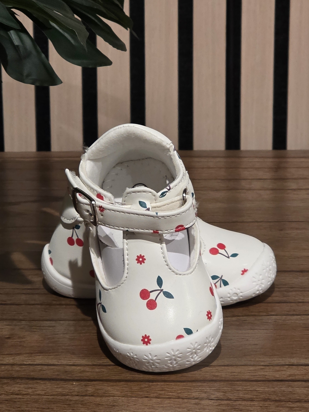 Toddler Girls White Cherry Print Mary Jane  Shoes